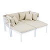 Nestfair 3pc Patio Daybed with Retractable Canopy Outdoor Metal Sectional Sofa Set - 4 of 4
