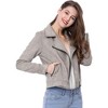 INSPIRE CHIC Women's Zip Up Faux Suede Biker Moto Jacket - 2 of 4