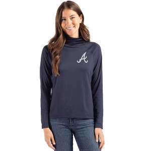 Atlanta Braves Cutter & Buck Coastline Epic Comfort Recycled Womens Funnel Neck - 1 of 1