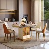 POVISON Modern Luxury Upholstered Dining Chairs Set of 2, High Back Side Chairs, Beige & Orange - 2 of 4