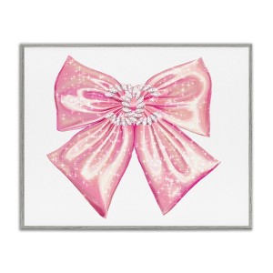 Stupell Industries Glam Diamond Glimmer Pink Fashion Design Bow Black Framed Giclee Art - 1 of 4