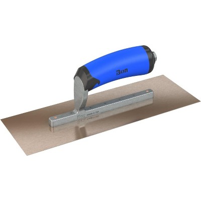 Bon Tool 67-137 Finish Trowel - Square - Golden Stainless - 11.5 X 4 - Comfort Grip - Short Shank