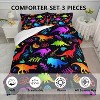 Acoinel 3 Pcs Dinosaurs Lightwight Ultra Soft Comforter Set with 2 Pillowcases, FULL, Black - 3 of 4