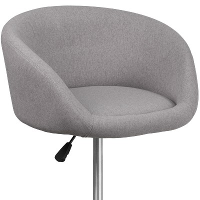Gray Fabric Adjustable Height Swivel Barstool with Chrome Base