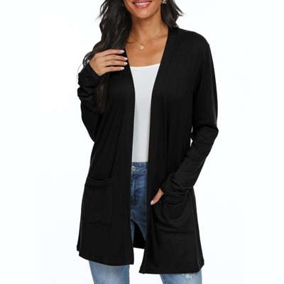 Women's Lightweight Long Sleeve Open Front Cardigan with Pockets Fall Trendy Comfortable Casual Knit Sweater