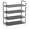 vidaXL Shoe Rack Black Metal Standard Shoe Rack Rectangular - Black 23.6" x 11.4" x 28" - 3 of 4