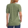 Imily Bela Women's Summer Pleated Button Short-Sleeve T-Shirt, Solid Color V-Neck Casual Top - 3 of 4