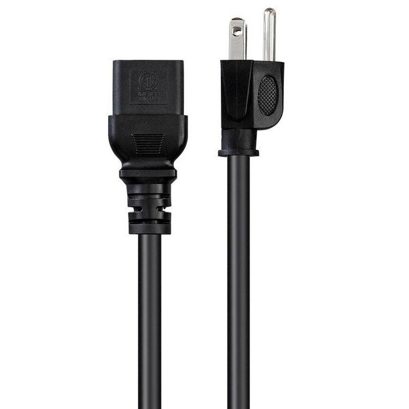 Monoprice Heavy Duty Computer Power Cord - 15 Feet - Black | NEMA 5-15P to IEC 60320 C19, 14AWG, 15A, SJT, 125V, For Powering Computers, Servers, 2 of 7