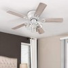 Portage Bay Renton 42 Inch Indoor Home Ceiling Fan with LED Light Fixture & 5 Reversible Blades, White with Gray Oak/White Blades - 2 of 4