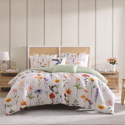 Bebejan Fresh Cut Flowers 100% Cotton 5-Piece Reversible Comforter Set