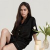 Anna-Kaci Lounge Women's Satin Pajama Set with Lace Trim Short Sleeve Button Top and Elastic Waist Shorts - 3 of 4