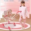 The New York Doll Collection Heart Printed Doll Bassinet Stroller with Travel Carry Bag - 3 of 4