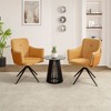 Gulches Orange Linen Faux Leather 360 Swivel Armchair Metal Base Adjustable Foot Pads Home Office Dining Chair Set of 2 - 3 of 4