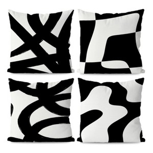 Black and White Throw Pillows Covers 18x18 Decorative Abstract White and Black Pillow Cover Room Decor - 1 of 4