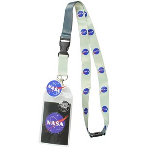 NASA ID Lanyard Badge Holder Classic Logo With 2" Rubber Charm Pendant - 1 of 4