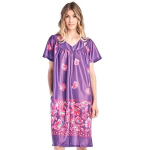 Casual Nights Women's Short Sleeve Muumuu Lounger Dress - 1 of 4