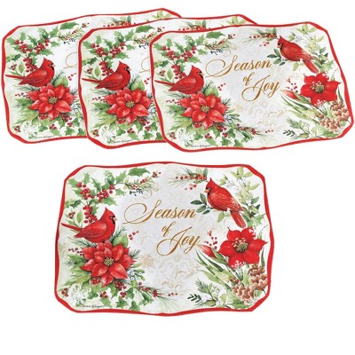 Collections Etc Season of Joy Cardinal Placemats - Set of 4 MEDIUM