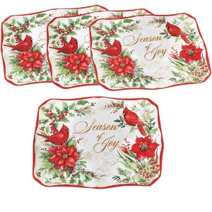 Collections Etc Season of Joy Cardinal Placemats - Set of 4 MEDIUM - 1 of 2