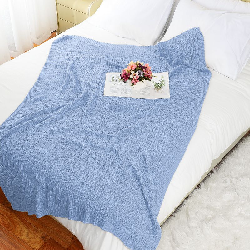 Knitted Soft 100% Cotton Home Bed Blankets - PiccoCasa, 3 of 8