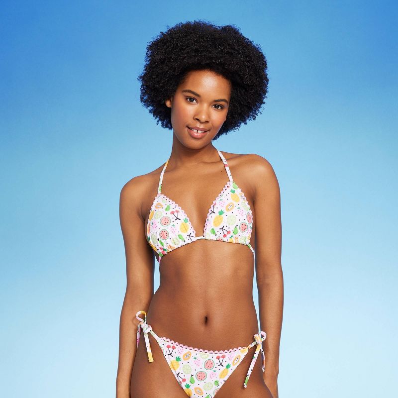 Women's Fruit Print Triangle Bikini Top - Wild Fable™ White, 1 of 11