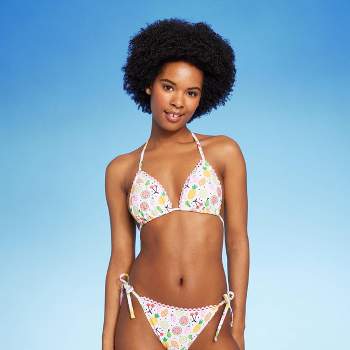Women's Fruit Print Triangle Bikini Top - Wild Fable™ White