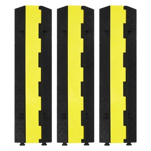 3 Pack of Heavy Duty Rubber Cable Protectors with 2 Channel Ramps, 11000 LBS Capacity Speed Bumps for Cables and Vehicles, Perfect - 1 of 4