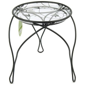 Plastec Elegance Metal Plant Stand with Decorative Plastic Saucer – Indoor or Outdoor Use, Black, 13" - 1 of 1
