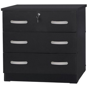Better Home Products Cindy Wooden 3 Drawer Chest Bedroom Dresser in Black - 1 of 4