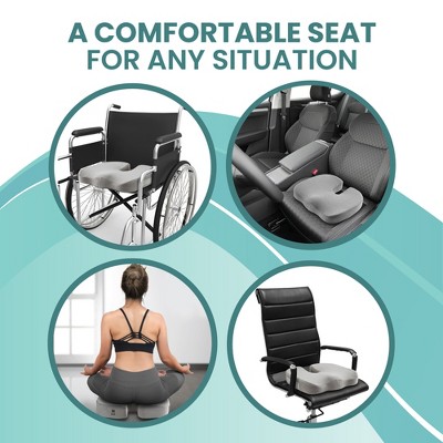 Gray Gel-Enhanced Memory Foam Ergonomic Seat Cushion