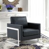 Lincoln Leather Accent Armchair Chair Sofa with Chromed Stainless Steel Frame in Grey - image 2 of 4