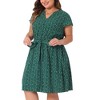 Agnes Orinda Women's Plus Size Casual Floral Tie Waist Short Sleeve Knee Length A Line Dresses - 2 of 4