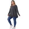 Agnes Orinda Women's Plus Size Casual V Neck Long Sleeve Ruffled Hem Button Half Placket Tops - 3 of 4