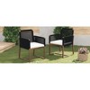 Outdoor Dining Chairs Set of 2, Acacia Wood Patio Armchair with Rope Design Back and Arms and Washable Cushion - 2 of 4