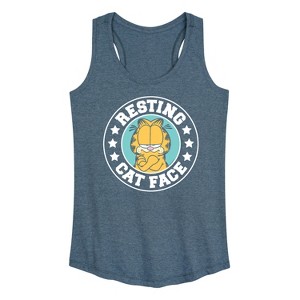 Women's - Garfield - Resting Cat Face Graphic Racerback Tank - 1 of 4