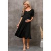 Womens Maternity Dress V Neck Short Sleeve Tie Waist Adjustable Belted Dress with Ruffled Hem - 4 of 4