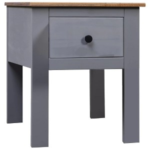 vidaXL Bedside Cabinet Gray 18.1"x15.7"x22.4" Pine Panama Range - 1 of 4