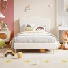 Twin Size Bed Frame for Kids with Scallop Headboard, Cute Velvet Twin Bed for Girls, Boys, Sturdy Platform Bed - 3 of 4