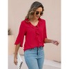 Womens Dressy Casual Blouses 3/4 Sleeve V Neck Ruffle Tops Trendy Work Shirts Business Ladies Summer 2025 - 4 of 4