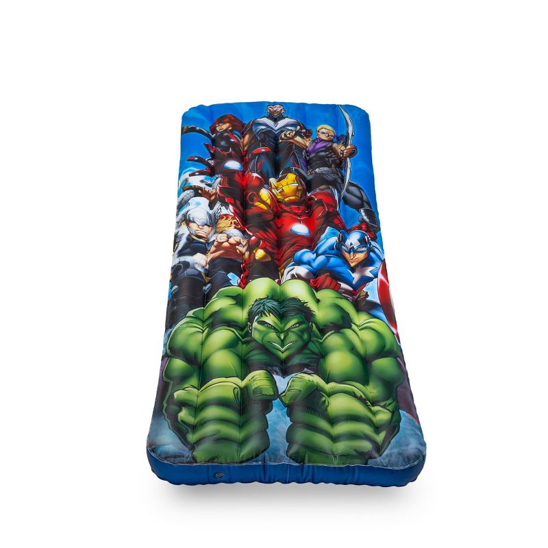 Living iQ Inflatable Jr Twin Portable Small Travel Size Kids Toddler Sleeping Blow Up Air Bed Mattress, Marvel Avengers, 3 of 7