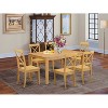 HomeStock 7-Piece Natural Oak Finish Solid Wood Top Dining Table with 6 Chairs - 2 of 4