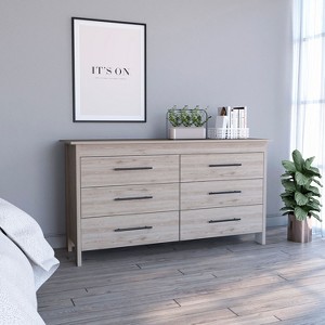 NicBex 6 Wide Drawers Dresser,Modern Double Dressers with Wood Pattern,Minimalist Chest of Drawers for Bedroom,Living Room,Hallway,Storage Cabinet - 1 of 4
