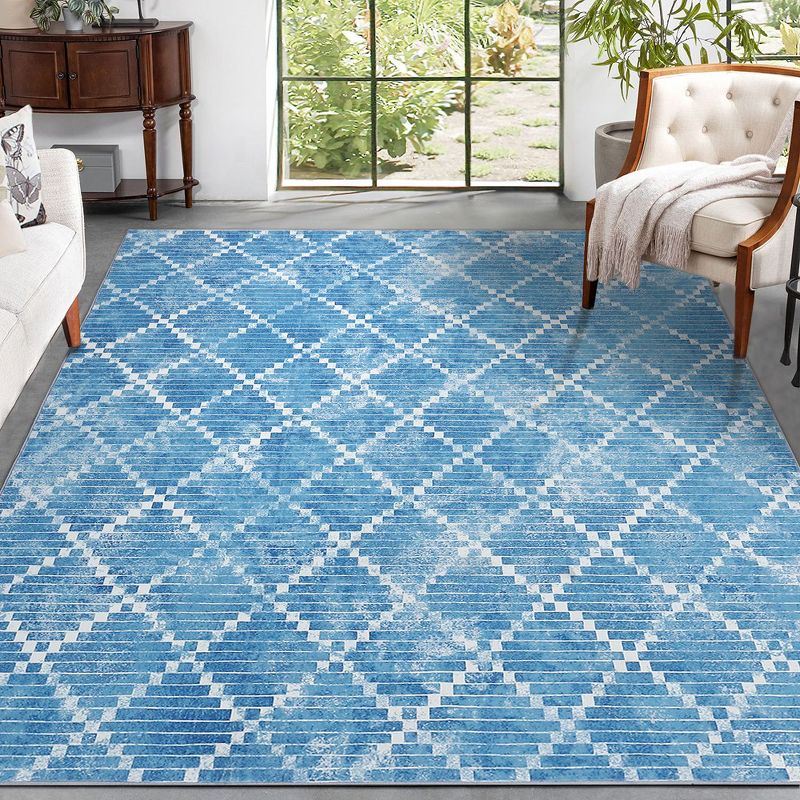 Modern Geomtric Rug Non-Slip Throw Rug Moroccan Rug for Bedroom, 1 of 9