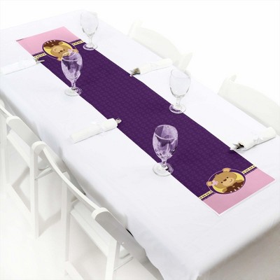 Big Dot of Happiness Baby Girl Teddy Bear - Petite Baby Shower Paper Table Runner - 12 x 60 inches