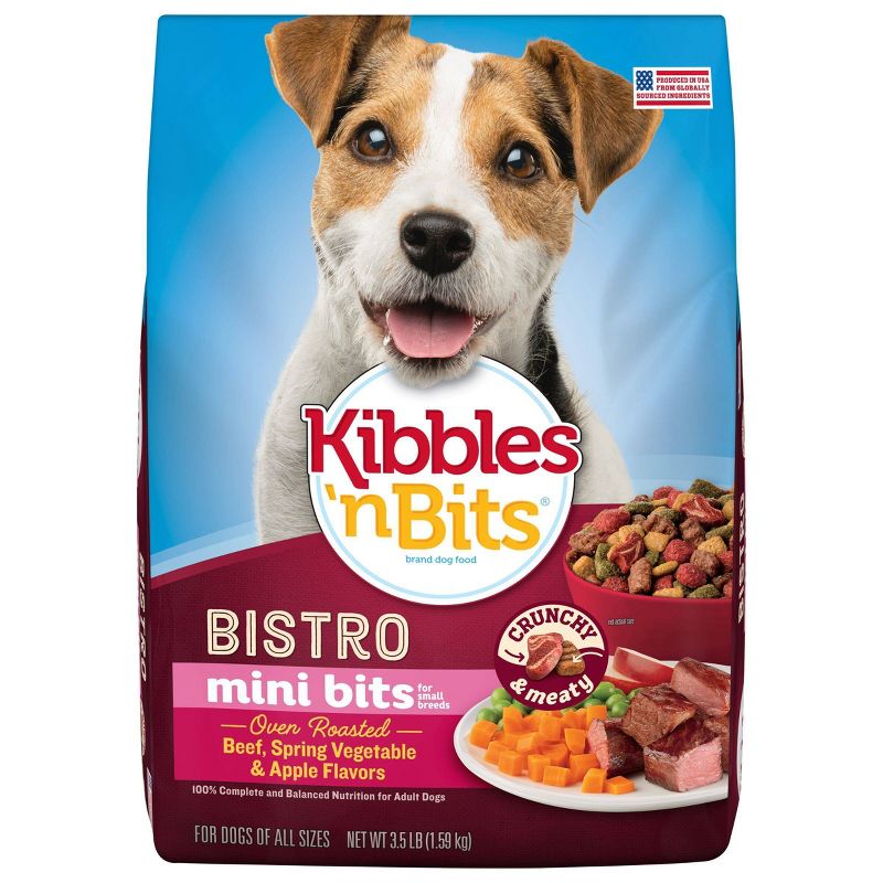 Kibbles &#39;n Bits Bistro Mini Bits Beef, Spring Vegetable &#38; Apple Flavors Small Breed Adult Complete &#38; Balanced Dry Dog Food - 3.5lbs, 1 of 7