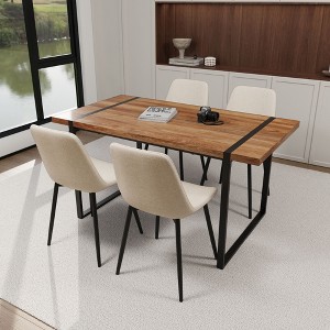 NicBex Dining Table Set for 4 Modern Dining Table with Brown Wooden Tabletop and 4 Suede Chairs for Dining Rooms - 1 of 4