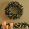 Christopher Knight Home Asher 24’’ Glitter Bristle Mixed Wreath with Warm White Lights (Set of 2) - 2 of 4