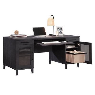 Raven Oak Executive Desk with Drawers and Keyboard Tray