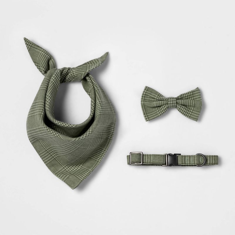 Tweed Fashion Dog Collar - Sage Green - Boots & Barkley™, 3 of 4