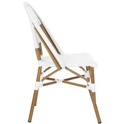Salcha Coastal White & Light Brown PE Wicker Bistro Side Chair, Set of 2