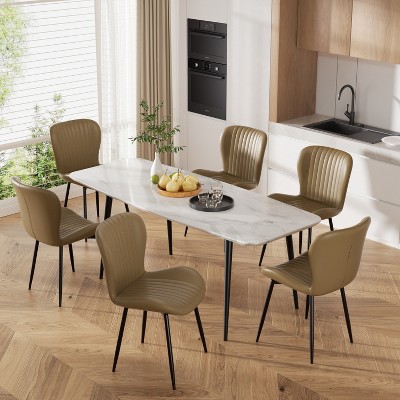 Dining Chairs Set of 2/4/6, Modern Upholstered Pu Leather Kitchen Side Chairs Comfy Backrest